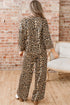 Leopard Print Western Collared Wide Leg Pant Set