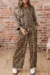 Leopard Print Western Collared Wide Leg Pant Set