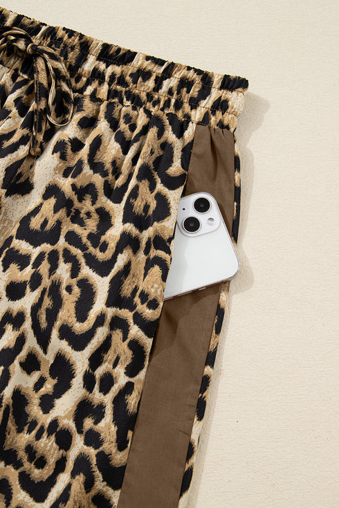 Leopard Print Western Collared Wide Leg Pant Set