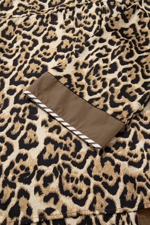 Leopard Print Western Collared Wide Leg Pant Set