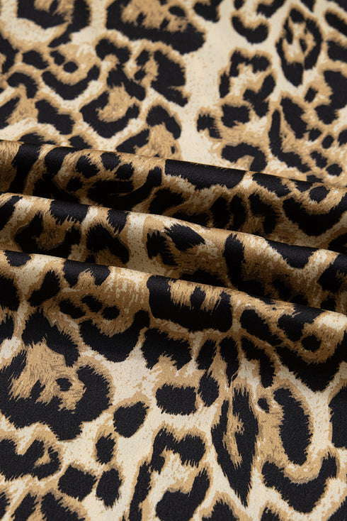Leopard Print Western Collared Wide Leg Pant Set