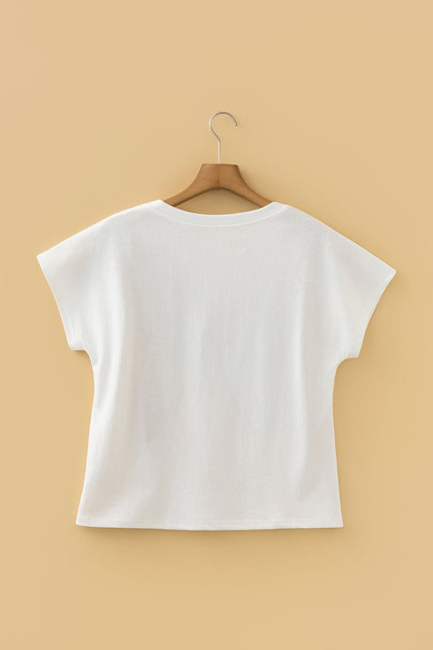 Leopard Print Western Embroidered Bow Round Neck Cotton Top