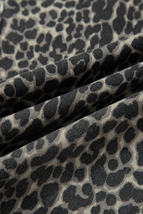 Leopard Print Western High Waist Wide Leg Barrel Jeans