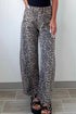 Leopard Print Western High Waist Wide Leg Barrel Jeans