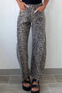 Leopard Print Western High Waist Wide Leg Barrel Jeans