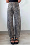 Leopard Print Western High Waist Wide Leg Barrel Jeans
