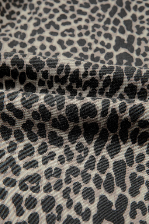 Leopard Print Western High Waist Wide Leg Jeans