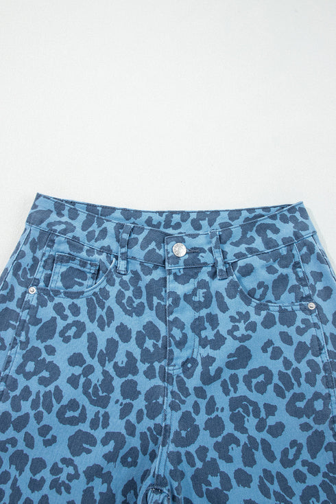 Leopard Print Western Style Straight Loose Jeans