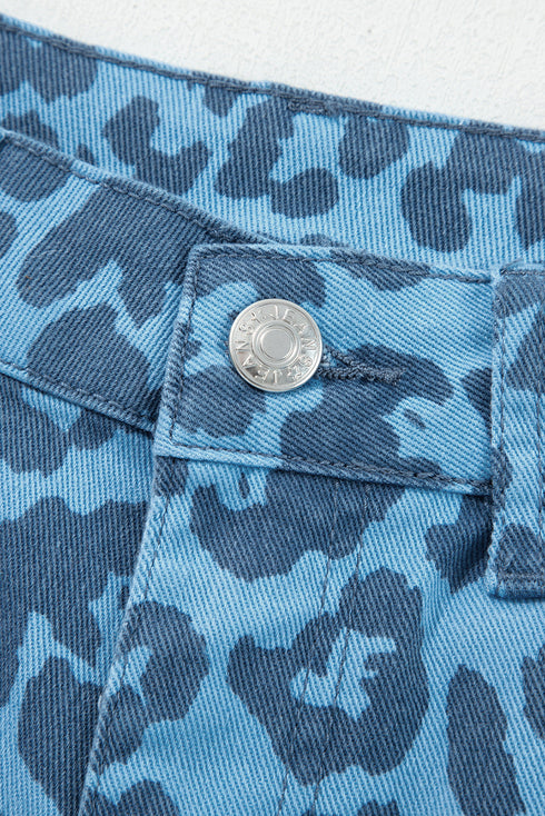 Leopard Print Western Style Straight Loose Jeans