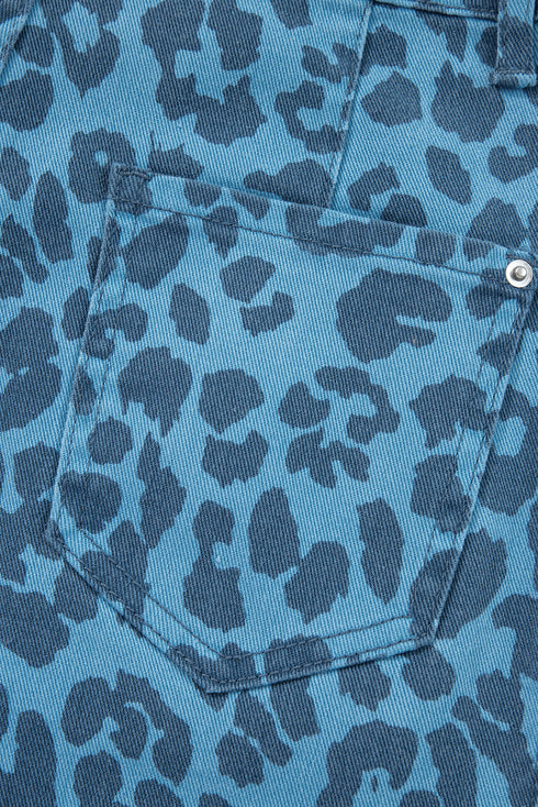 Leopard Print Western Style Straight Loose Jeans