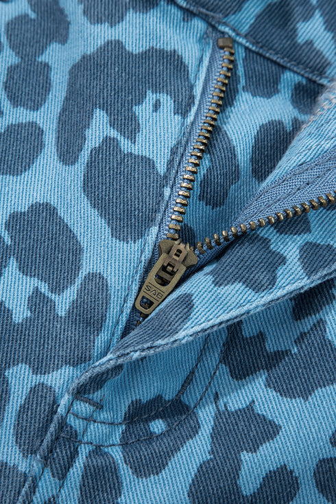 Leopard Print Western Style Straight Loose Jeans