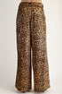 Leopard Print Western Wide Leg Metallic Full Length Pants