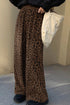 Leopard Print Wide Leg Elastic High Waist Corduroy Pants