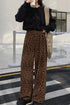 Leopard Print Wide Leg Elastic High Waist Corduroy Pants