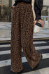 Leopard Print Wide Leg Elastic High Waist Corduroy Pants