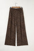 Leopard Print Wide Leg Elastic High Waist Corduroy Pants