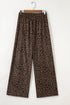 Leopard Print Wide Leg Elastic High Waist Corduroy Pants