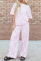 Leopard Print Wide Leg Western Two Piece Pant Sets