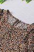 Leopard Print Wide Sleeve V Neck Ruffled Blouse