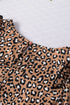 Leopard Print Wide Sleeve V Neck Ruffled Blouse