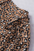 Leopard Print Wide Sleeve V Neck Ruffled Blouse