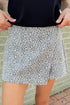 Leopard Print Wrap Front Western Style Denim Shorts