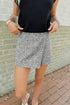 Leopard Print Wrap Front Western Style Denim Shorts