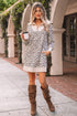 Leopard Print Zip Up Collar Patchwork Shift Mini Dress