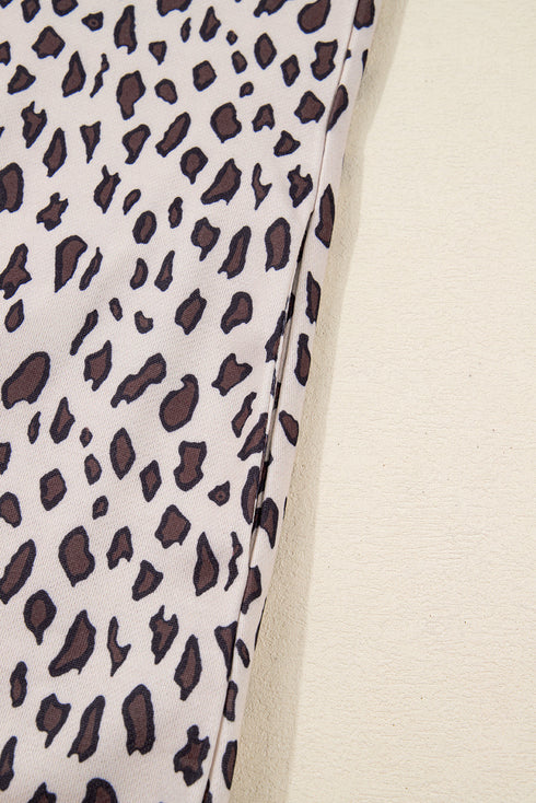 Leopard Print Zip Up Collar Patchwork Shift Mini Dress