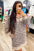 Leopard Print Zip Up Collar Patchwork Shift Mini Dress