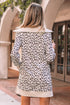 Leopard Print Zip Up Collar Patchwork Shift Mini Dress