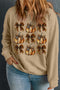 Leopard Pumpkin Bow Knot Print Graphic Sweatshirt