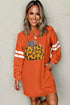 Leopard Pumpkin Graphic Varsity Stripe Long Sleeve Tunic Dress