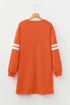 Leopard Pumpkin Graphic Varsity Stripe Long Sleeve Tunic Dress
