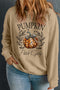 Leopard Pumpkin Letter Print Casual Graphic Sweatshirt