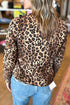 Leopard Quilted Double Tie Front Round Neck Jacket