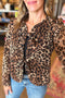 Leopard Quilted Double Tie Front Round Neck Jacket