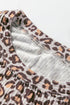 Leopard Ribbed Long Sleeve Pullover Drawstring Shorts Short Set