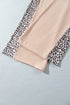 Leopard Ribbed Patchwork Long Sleeve Top Loose Pant Set