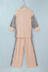 Leopard Ribbed Patchwork Long Sleeve Top Loose Pant Set