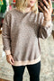 Leopard Ribbed Trimmed Mock Neck Tunic Sweatshirt