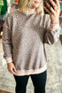 Leopard Ribbed Trimmed Mock Neck Tunic Sweatshirt