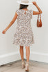 Leopard Ruffled Flutter Sleeve Keyhole Back Mini Dress