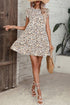 Leopard Ruffled Flutter Sleeve Keyhole Back Mini Dress