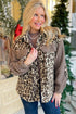 Leopard Sherpa Fleece Collared Button Up Flap Pocket Jacket