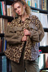Leopard Sherpa Fleece Collared Button Up Flap Pocket Jacket