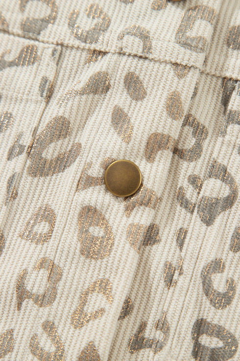 Leopard Shirt Collar Long Sleeve Regular Fit Jacket
