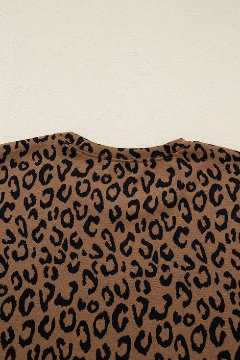 Leopard Side Stripe Pullover Drawstring Jogger Pant Set