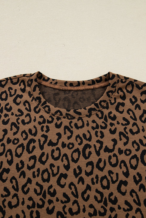 Leopard Side Stripe Pullover Drawstring Jogger Pant Set