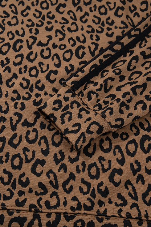 Leopard Side Stripe Pullover Drawstring Jogger Pant Set